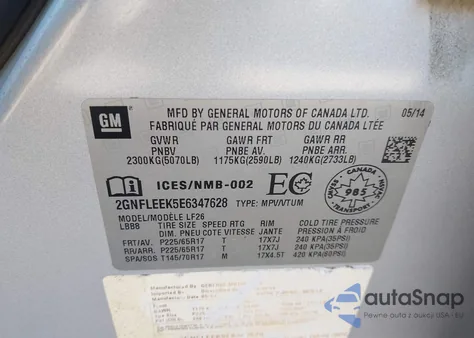 2014 Chevrolet Equinox Ls z USA, uszkodzony, nr VIN 2GNFLEEK5E6347628